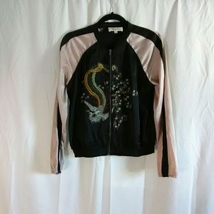 Polyester spring embroidered jacket retro grunge